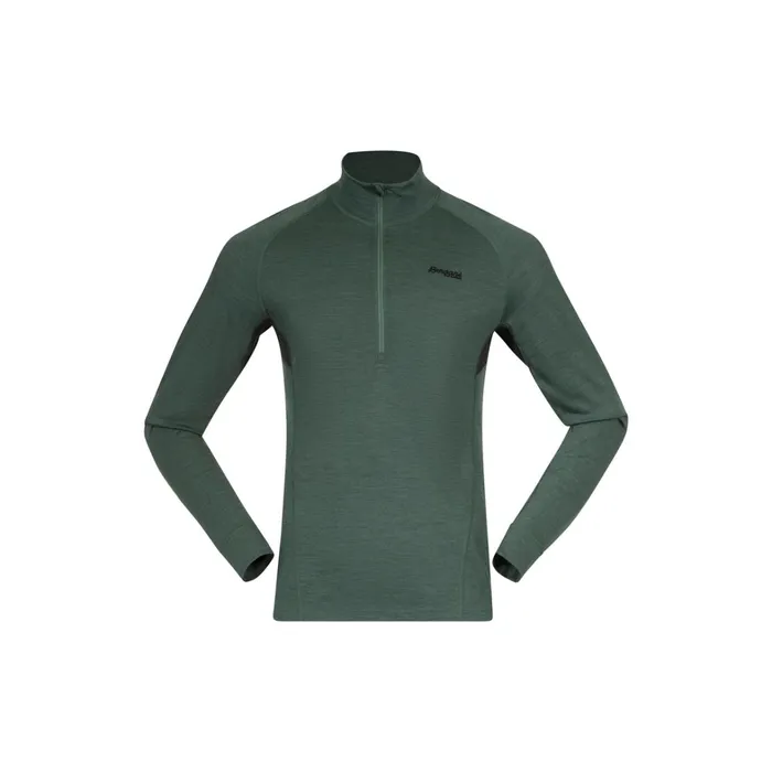 Bergans Of Norway Wool Longsleeved Shirts InnerPure Half Zip Dark Jade Green 8211 Men