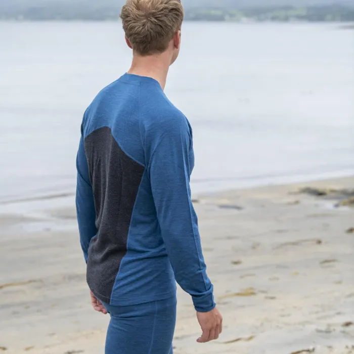 Bergans Of Norway Wool Longsleeved Shirts InnerPure Long Sleeve Orion Blue Solid Charcoal 8211 Men