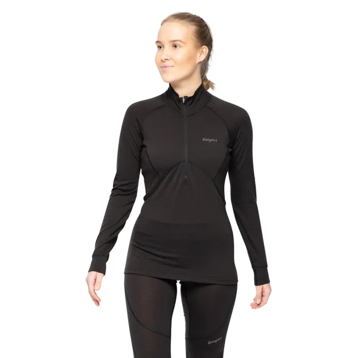 Bergans Of Norway Wool Longsleeved Shirts InnerPure Merino Half Zip Black 8211 Women Bergans Of Norway Wool Longsleeved Shirts InnerPure Merino Half Zip Black 8211 Women