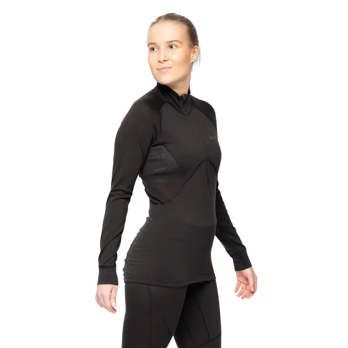 Bergans Of Norway Wool Longsleeved Shirts InnerPure Merino Half Zip Black 8211 Women
