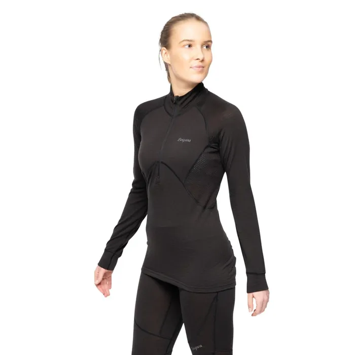 Bergans Of Norway Wool Longsleeved Shirts InnerPure Merino Half Zip Black 8211 Women