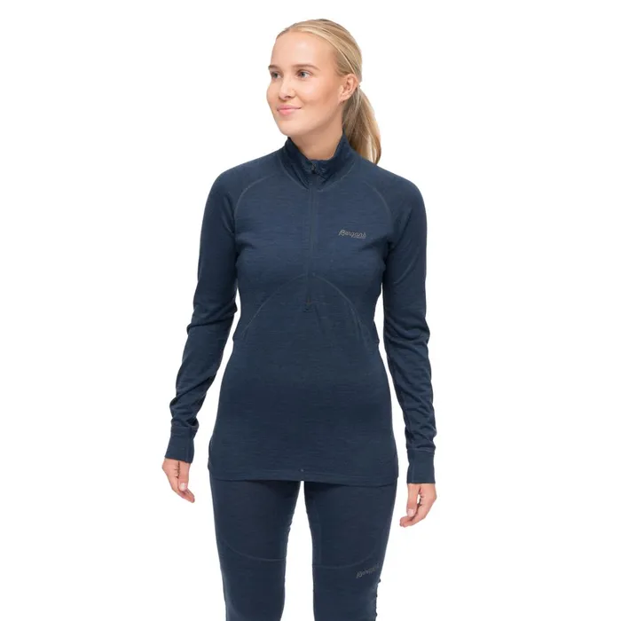 Bergans Of Norway Wool Longsleeved Shirts InnerPure Merino Half Zip Navy Blue 8211 Women Bergans Of Norway Wool Longsleeved Shirts InnerPure Merino Half Zip Navy Blue 8211 Women