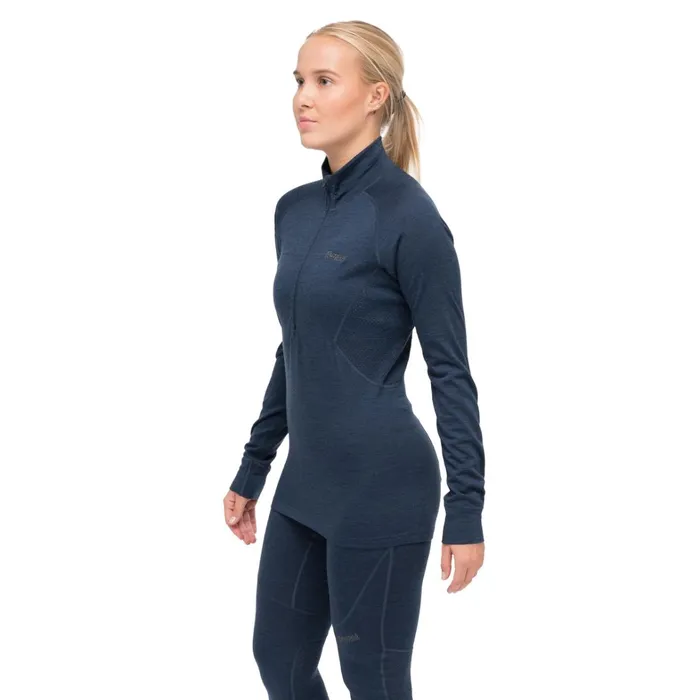 Bergans Of Norway Wool Longsleeved Shirts InnerPure Merino Half Zip Navy Blue 8211 Women