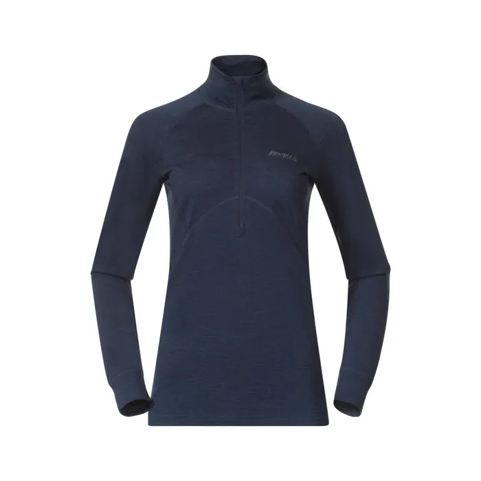 Bergans Of Norway Wool Longsleeved Shirts InnerPure Merino Half Zip Navy Blue 8211 Women