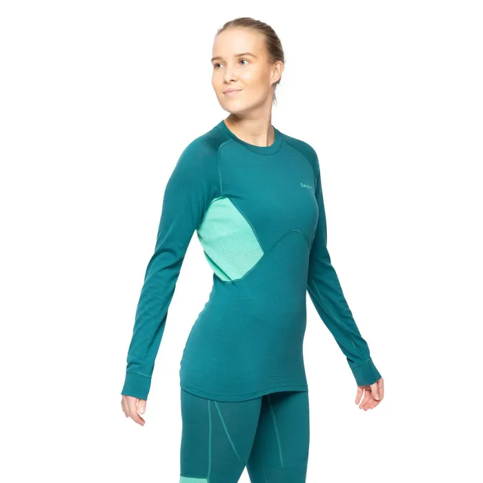 Bergans Of Norway Wool Longsleeved Shirts InnerPure Merino Long Sleeve Malachite Green Light Malachite Green 8211 Women