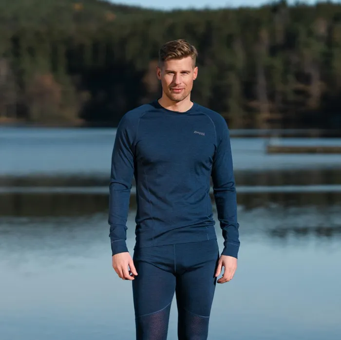 Bergans Of Norway Wool Longsleeved Shirts InnerPure Merino Long Sleeve Navy Blue 8211 Men