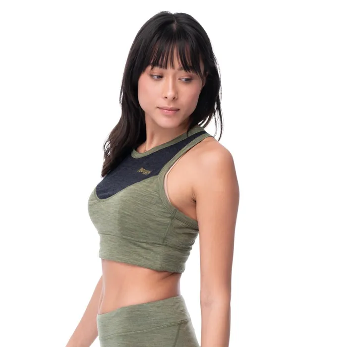 Bergans Of Norway Wool TShirts And Tops InnerLight W Top Olive Green Solid Charcoal 8211 Women