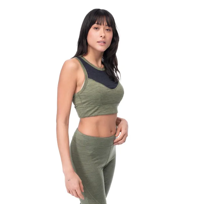 Bergans Of Norway Wool TShirts And Tops InnerLight W Top Olive Green Solid Charcoal 8211 Women