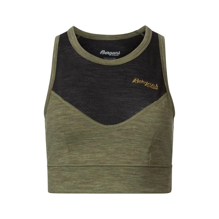 Bergans Of Norway Wool TShirts And Tops InnerLight W Top Olive Green Solid Charcoal 8211 Women