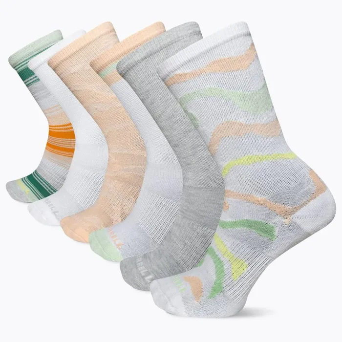 Big Everyday Crew Sock 6Pack Peach Assorted KidsMenWomen Merrell