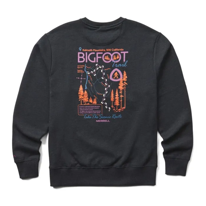 Bigfoot Fleece Crewneck Black Heather Men Merrell Tops
