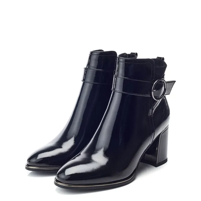 Black Boots Women Moda In Pelle Paeden Black Patent