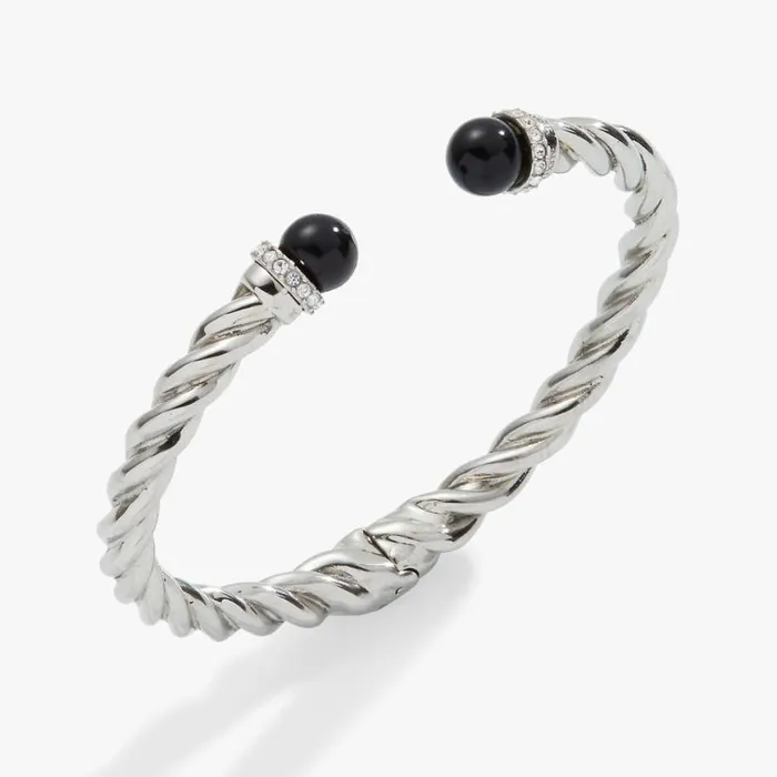 Black Onyx Hinge Bangle Stainless Steel Silver Women Alex And Ani Fine Jewelry Black Onyx Hinge Bangle Stainless Steel Silver Women Alex And Ani Fine Jewelry