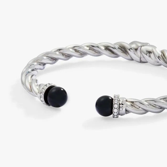 Black Onyx Hinge Bangle Stainless Steel Silver Women Alex And Ani Fine Jewelry Black Onyx Hinge Bangle Stainless Steel Silver Women Alex And Ani Fine Jewelry