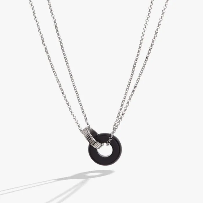 Black Onyx Textured Necklace Stainless Steel Silver Women Alex And Ani Growth New Beginnings Black Onyx Textured Necklace Stainless Steel Silver Women Alex And Ani Growth New Beginnings