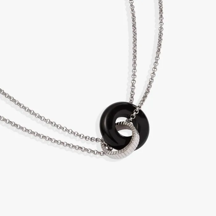 Black Onyx Textured Necklace Stainless Steel Silver Women Alex And Ani Growth New Beginnings Black Onyx Textured Necklace Stainless Steel Silver Women Alex And Ani Growth New Beginnings