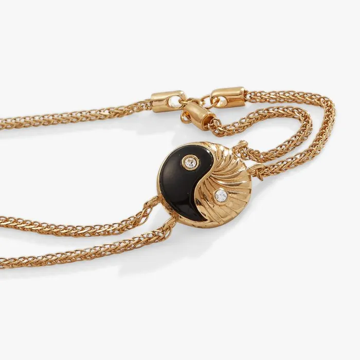 Black Onyx Yin Yang Precious Bracelet 14kt Gold Over Sterling Silver Women Alex And Ani Balance Harmony