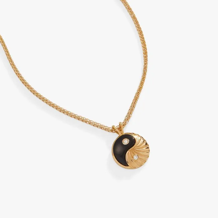 Black Onyx Yin Yang Precious Necklace 14kt Gold Over Sterling Silver Women Alex And Ani Fine Jewelry