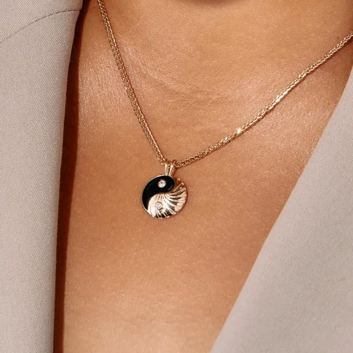 Black Onyx Yin Yang Precious Necklace 14kt Gold Over Sterling Silver Women Alex And Ani Necklaces