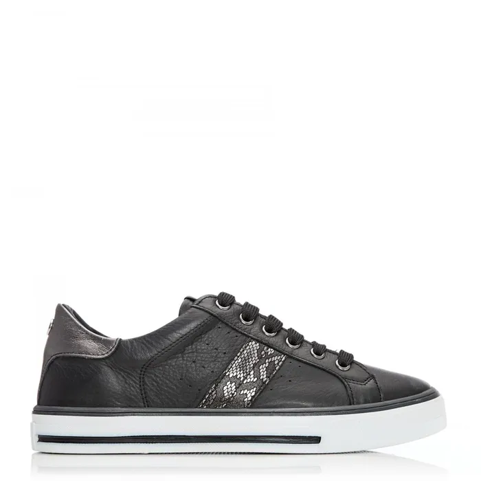 Black Trainers Women Moda In Pelle Alberry Black Snake Leather
