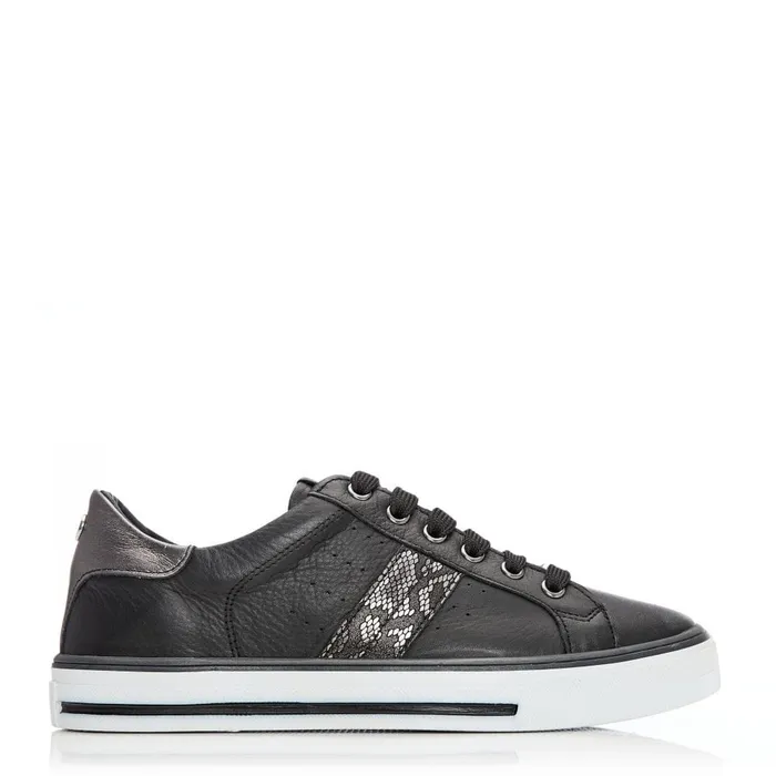 Black Trainers Women Moda In Pelle Alberry Black Snake Leather