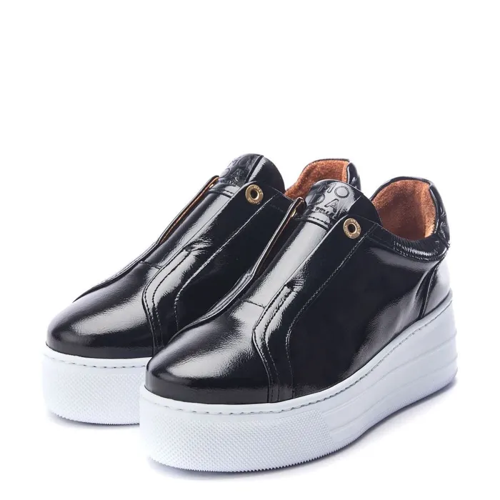 Black Trainers Women Moda In Pelle Aneeba Black Patent Leather