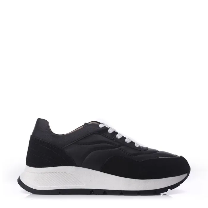 Black Trainers Women Moda In Pelle Shoon Sh Adaggio Black Leather
