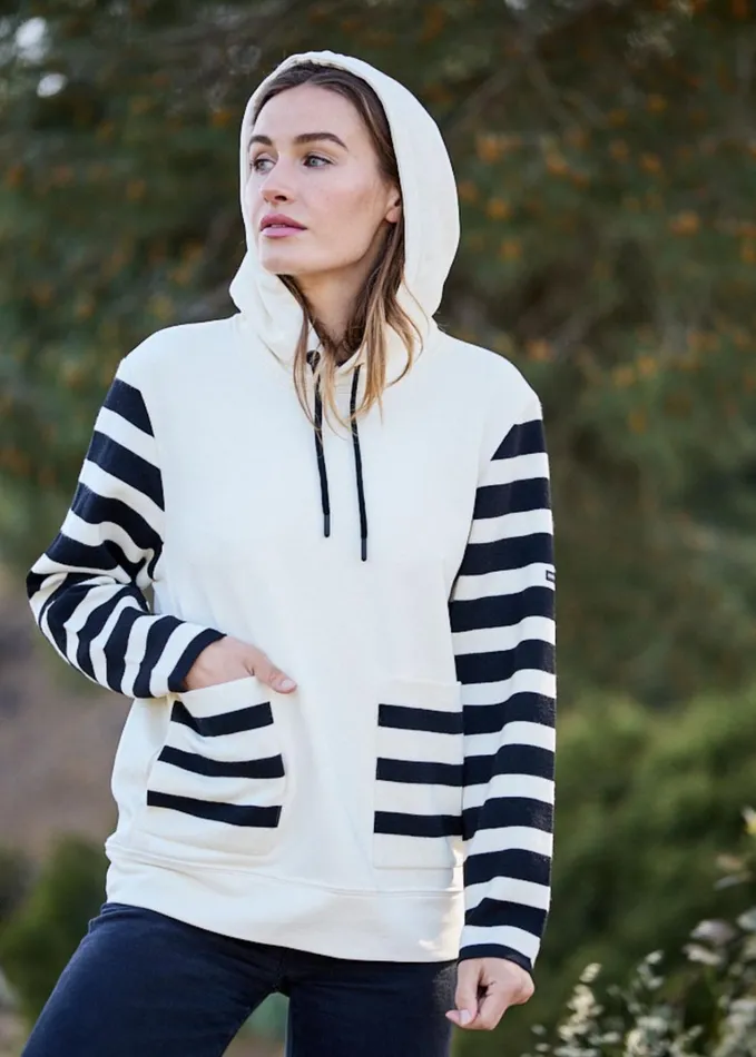 Blizzard Hoodie In Wool And Cotton By Isabelle Ballu Ivoryblack Women Saint James Sweaters Cardigans and Jackets