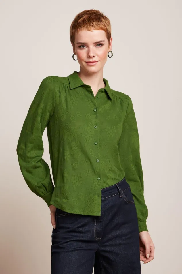 Blouses Women King Louie Carina Blouse Buzz Jacquard Palm Green 8211 Buzz Jacquard Blouses Women King Louie Carina Blouse Buzz Jacquard Palm Green 8211 Buzz Jacquard