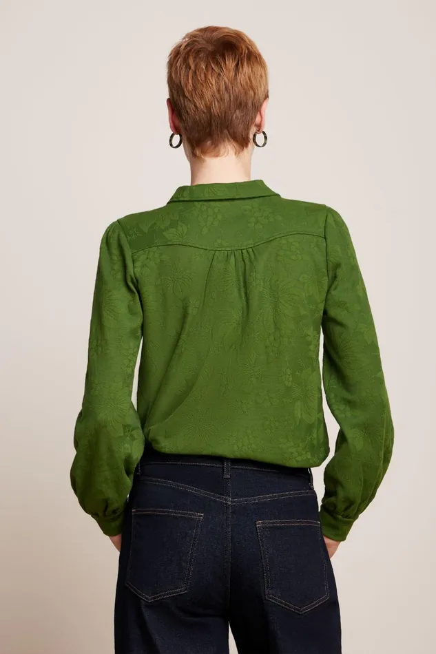 Blouses Women King Louie Carina Blouse Buzz Jacquard Palm Green 8211 Buzz Jacquard