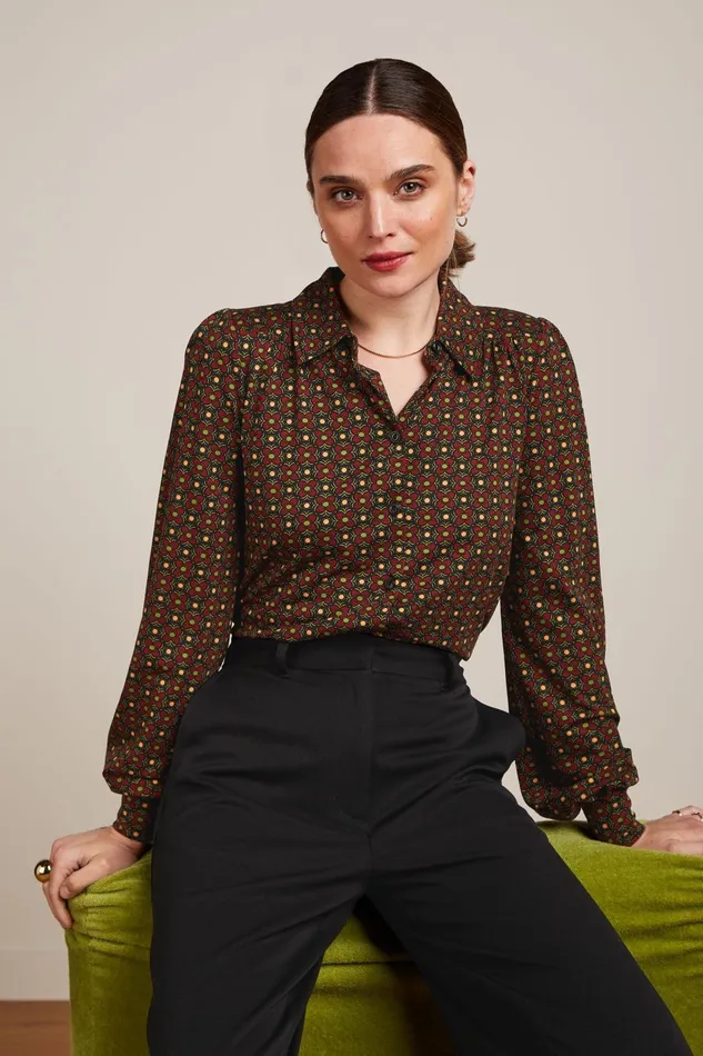 Blouses Women King Louie Carina Blouse Valley Cabernet Red 8211 Valley