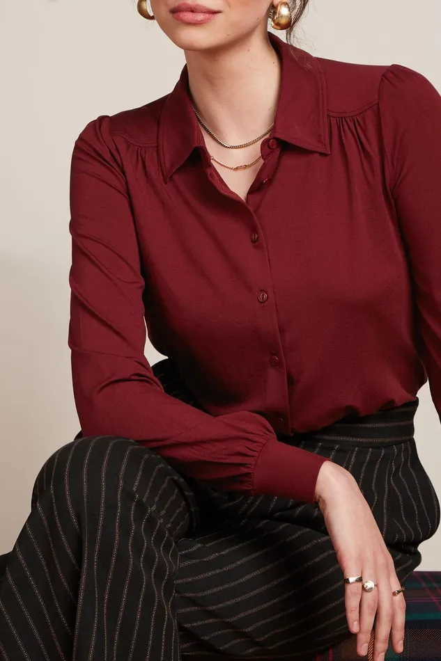 Blouses Women King Louie Carina Blouse Viscose Light Cabernet Red 8211 Viscose Light