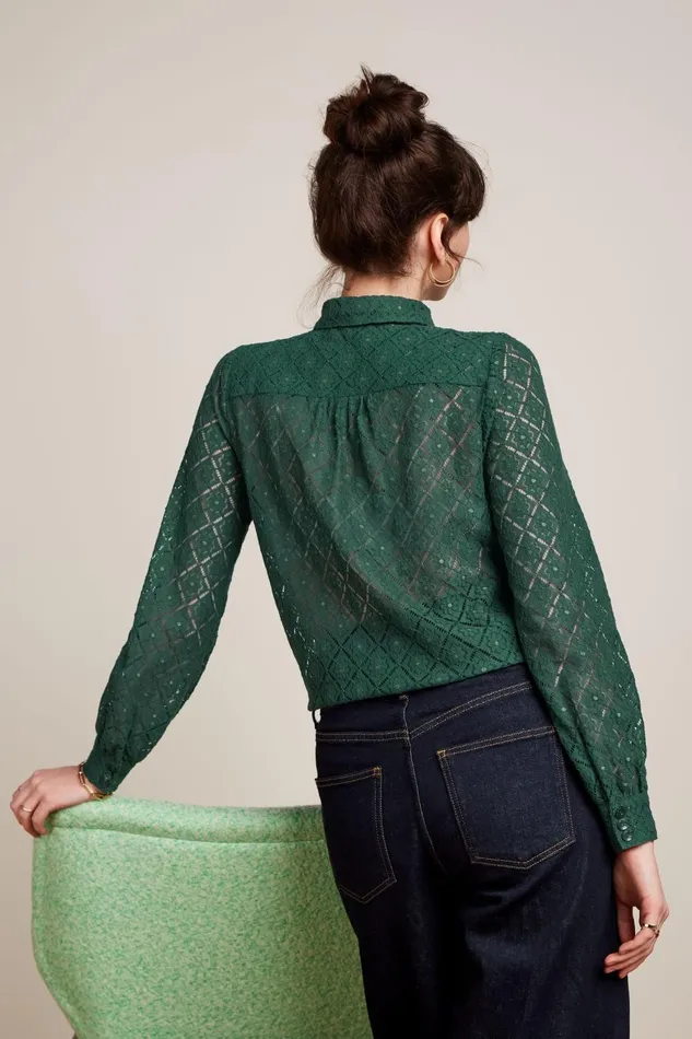 Blouses Women King Louie Maisie Blouse Artiste Lace Amazon Green 8211 Artiste Lace