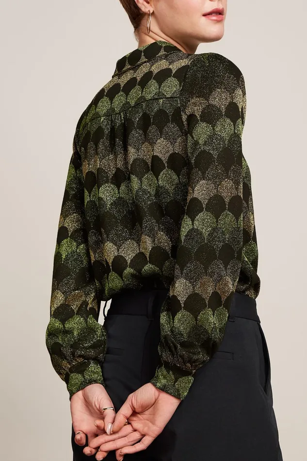 Blouses Women King Louie Maisie Blouse Diva Jacquard Olive Green 8211 Diva
