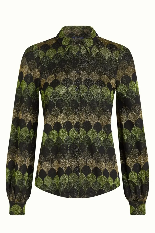 Blouses Women King Louie Maisie Blouse Diva Jacquard Olive Green 8211 Diva