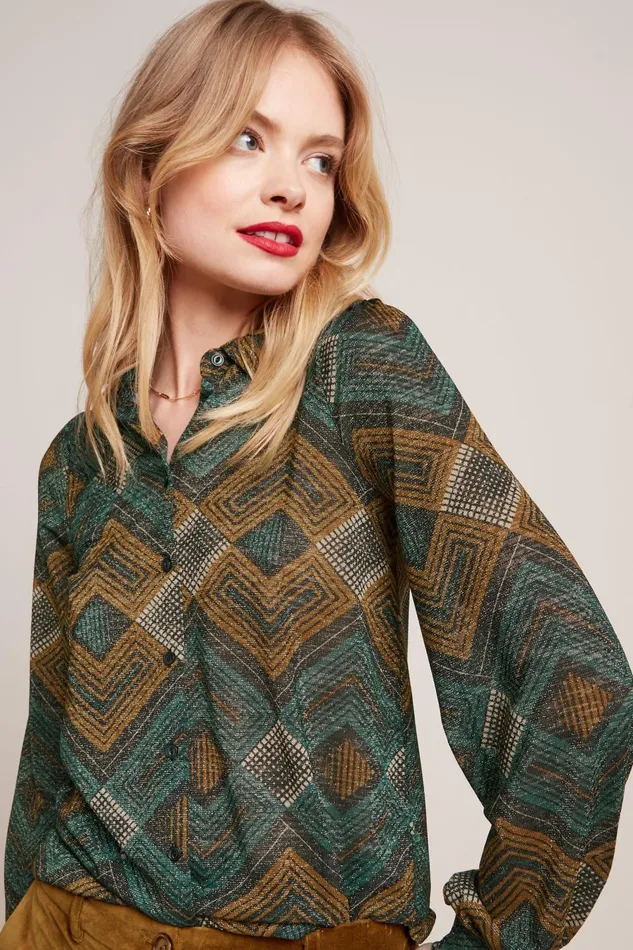Blouses Women King Louie Maisie Blouse Morrison Pine Green 8211 Morrison