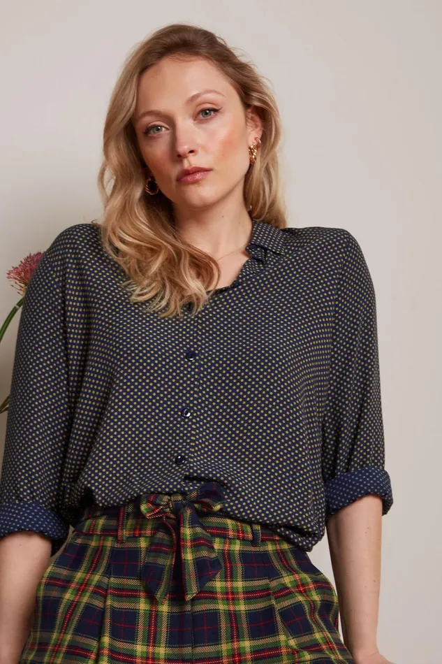 Blouses Women King Louie Maisie Blouse Piper Evening Blue 8211 Piper