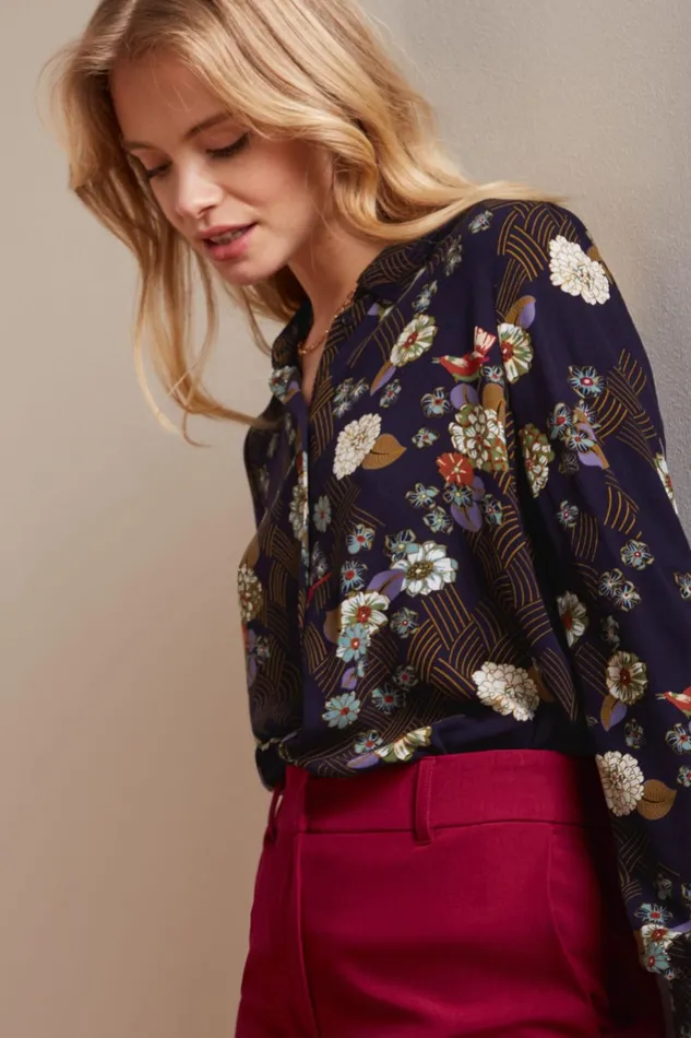 Blouses Women King Louie Maisie Blouse Rising Evening Blue 8211 Rising