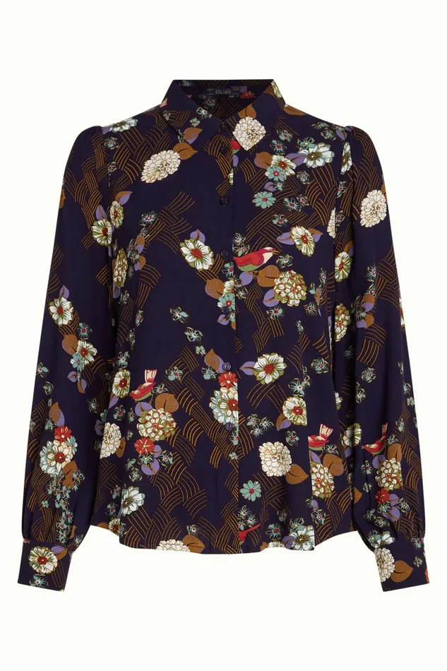 Blouses Women King Louie Maisie Blouse Rising Evening Blue 8211 Rising