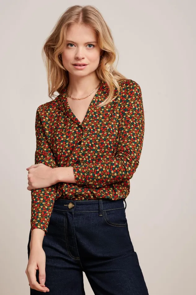 Blouses Women King Louie Patty Blouse Flaminga Black 8211 Flaminga