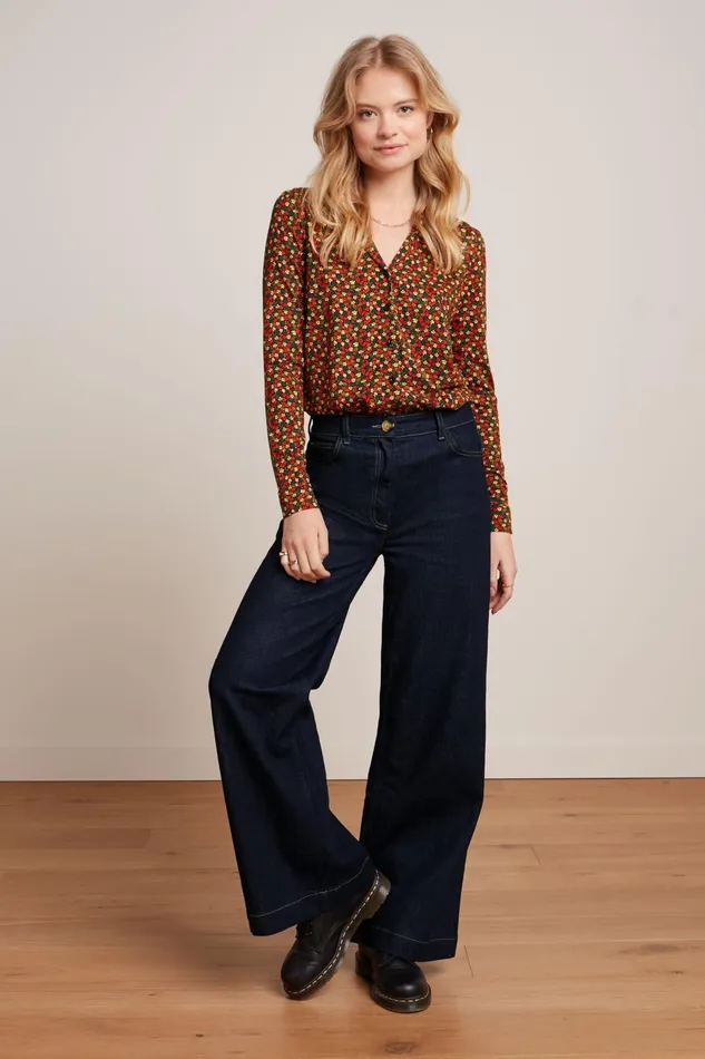 Blouses Women King Louie Patty Blouse Flaminga Black 8211 Flaminga