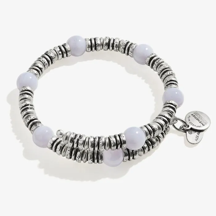 Blue Lace Agate Beaded Wrap Bracelet Rafaelian Silver Women Alex And Ani Strength Protection Blue Lace Agate Beaded Wrap Bracelet Rafaelian Silver Women Alex And Ani Strength Protection