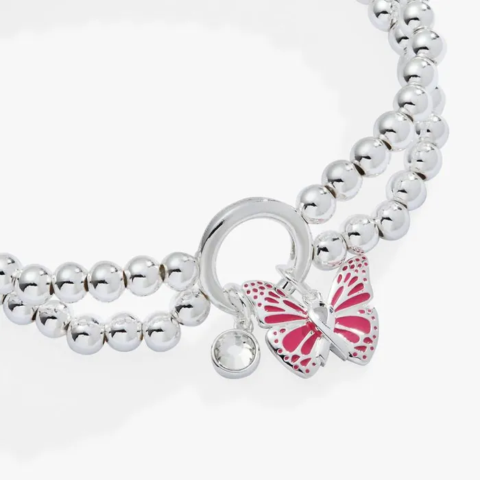 Breast Cancer Awareness Butterfly Stretch Bracelet Silver Women Alex And Ani Sympathy In Memory