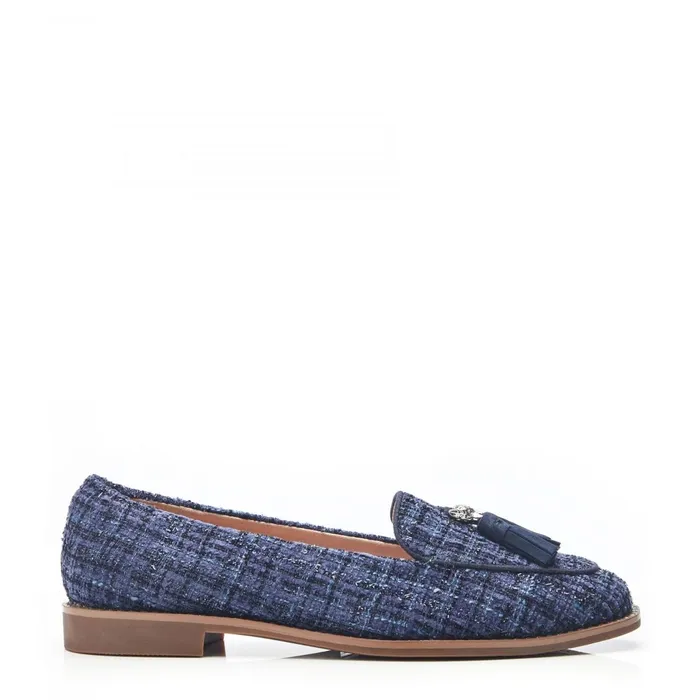 Brogues And Loafers Women Moda In Pelle Emmarose Navy Textile