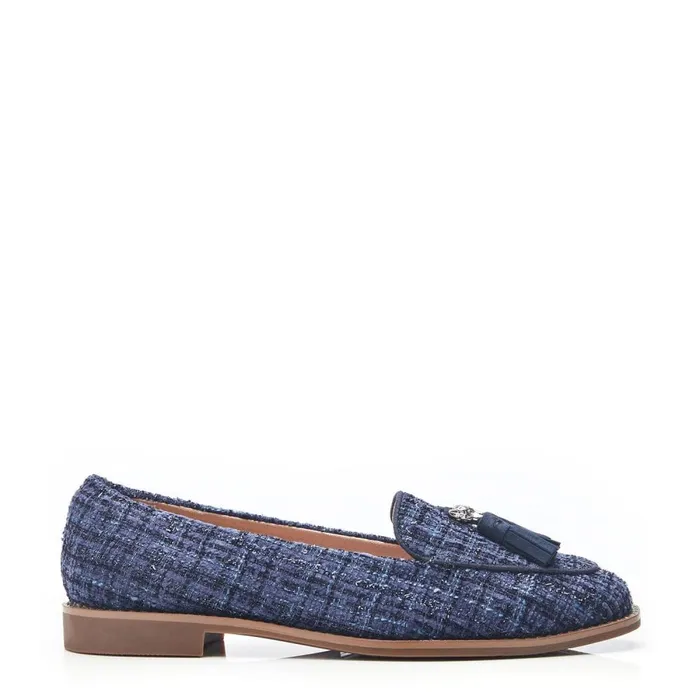 Brogues And Loafers Women Moda In Pelle Emmarose Navy Textile