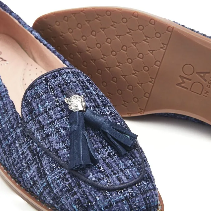 Brogues And Loafers Women Moda In Pelle Emmarose Navy Textile
