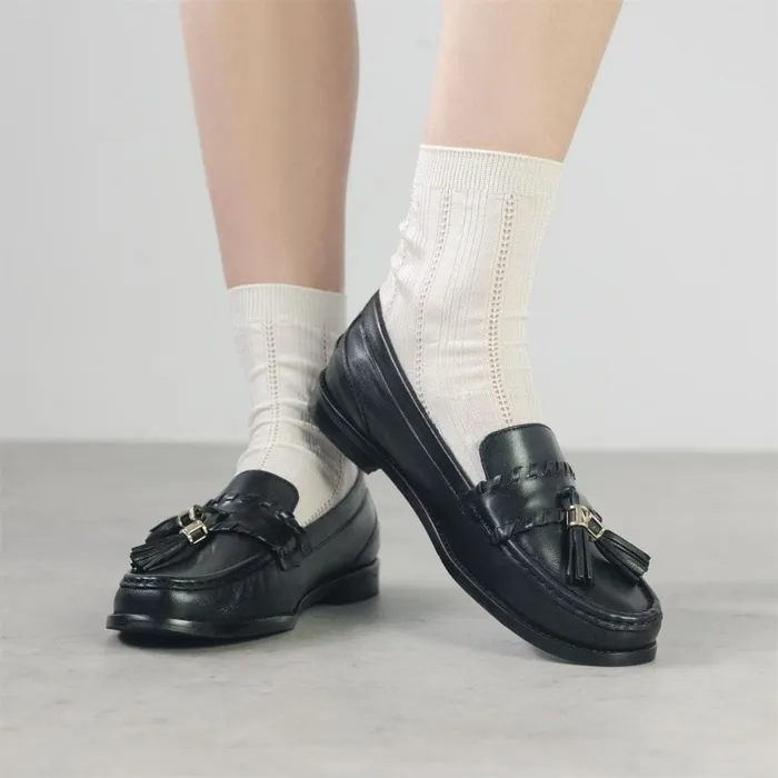 Brogues And Loafers Women Moda In Pelle Espelette Black Leather