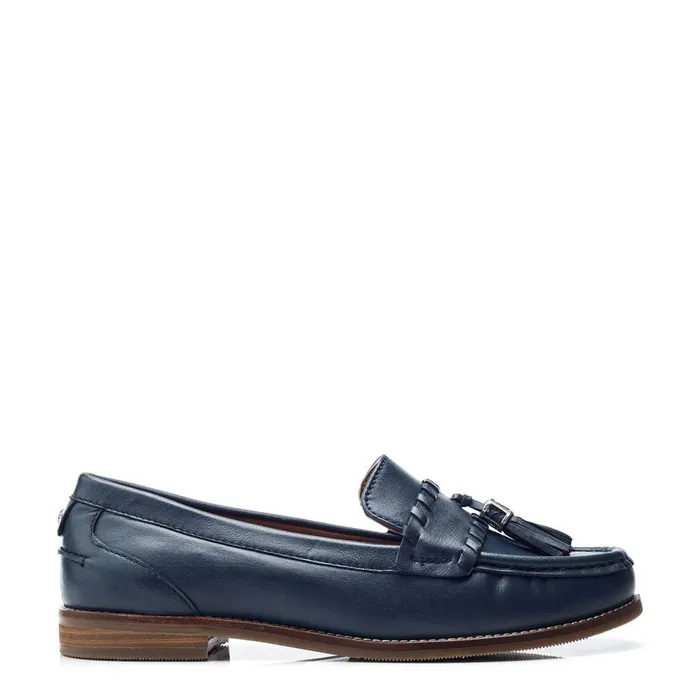 Brogues And Loafers Women Moda In Pelle Espelette Navy Leather