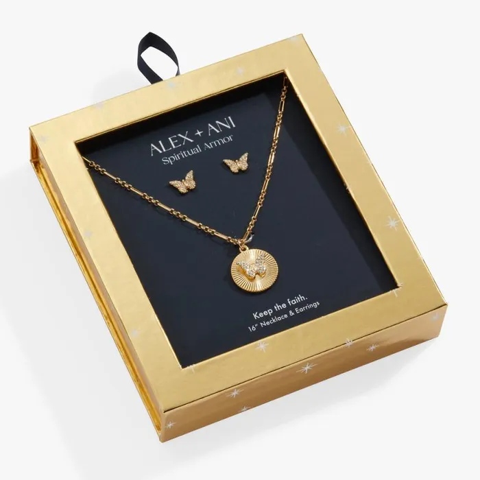 Butterfly Charm Necklace And Stud Earring Gift Set Gold Women Alex And Ani Animals Butterfly Charm Necklace And Stud Earring Gift Set Gold Women Alex And Ani Animals