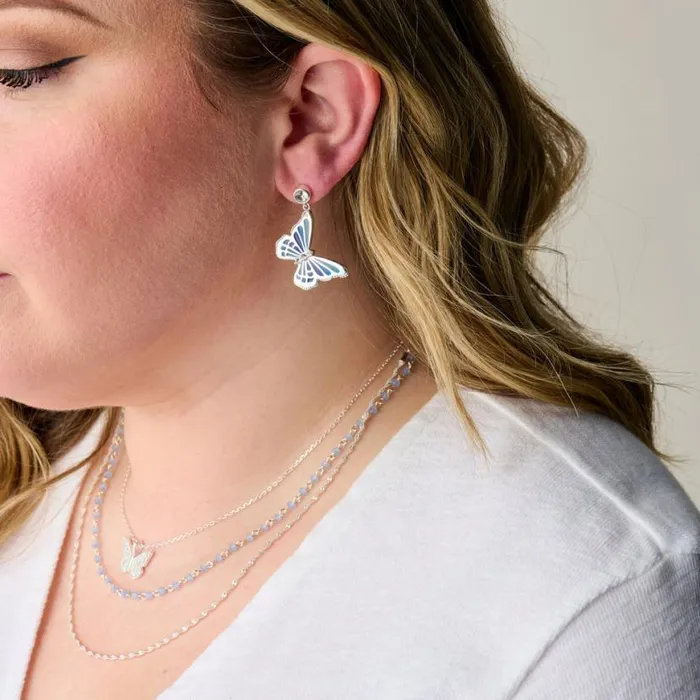 Butterfly Crystal Drop Earrings Silver Women Alex And Ani Earrings Butterfly Crystal Drop Earrings Silver Women Alex And Ani Earrings